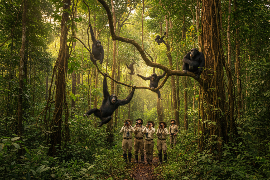 Chimpanzee trekking in Kibale Forest Uganda