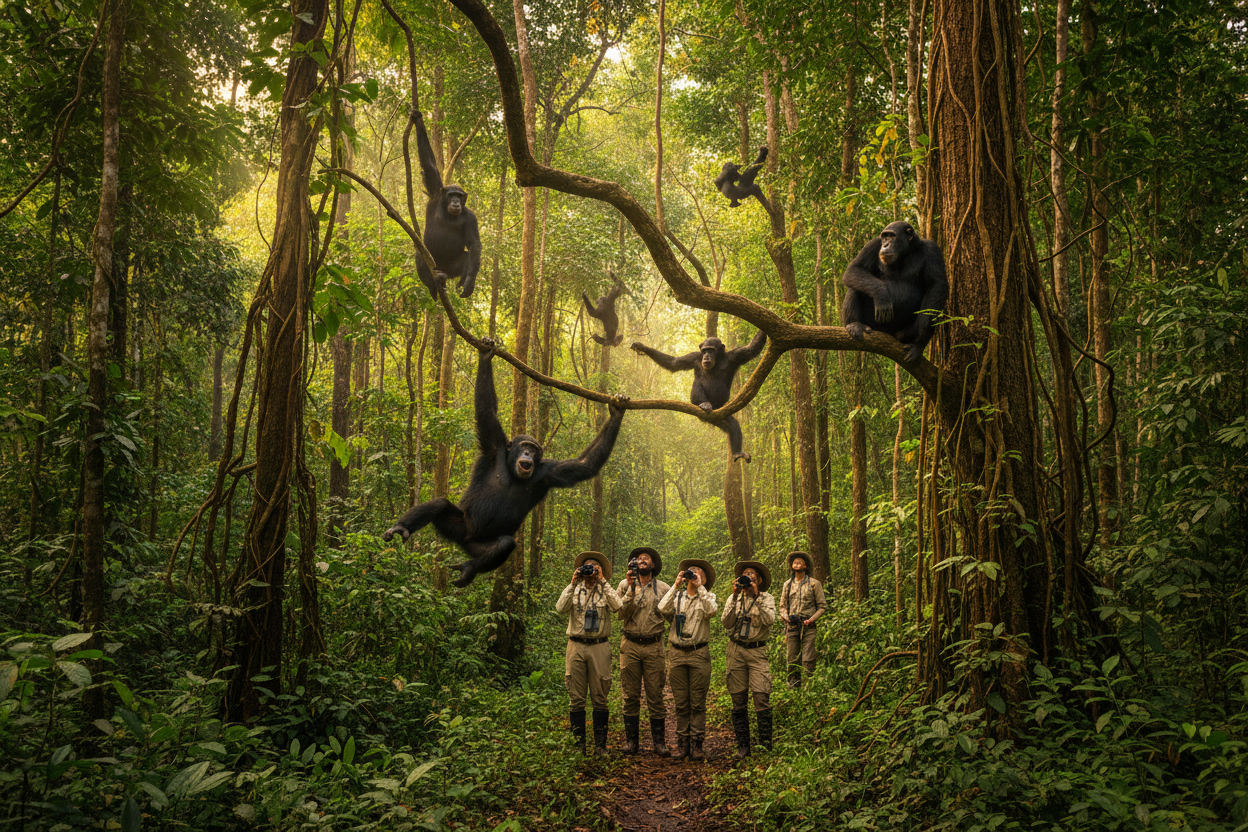 Chimpanzee trekking in Kibale Forest Uganda