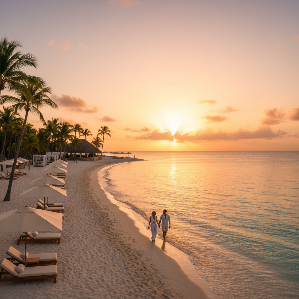 Stunning sunset over Negril's Seven Mile Beach, Jamaica