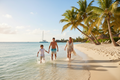 Happy family on a luxury Caribbean beach holiday